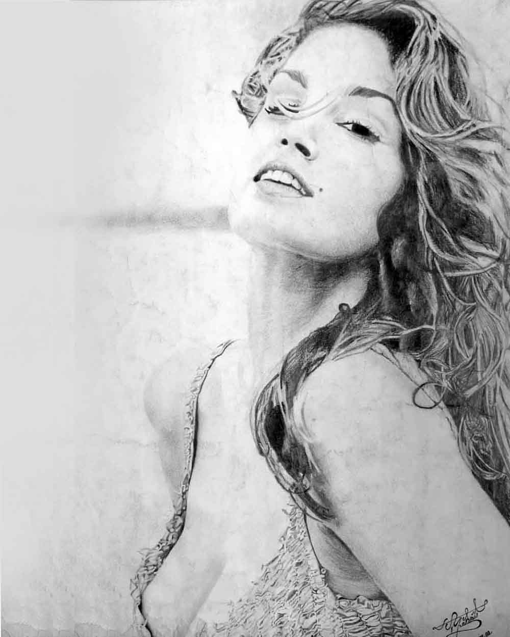 Cindy Crawford Kara Kalem Çizimi Bursa